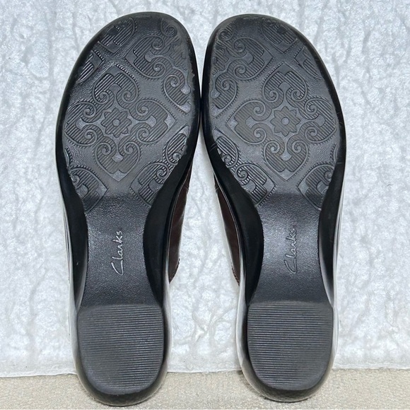 Clarks Womens Brown Leather Slip On Mule Clogs Wedge Shoes SZ US 7 M - Picture 8 of 12